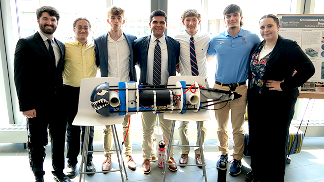 Seven senior Engineering majors present their unmanned undersea creation.