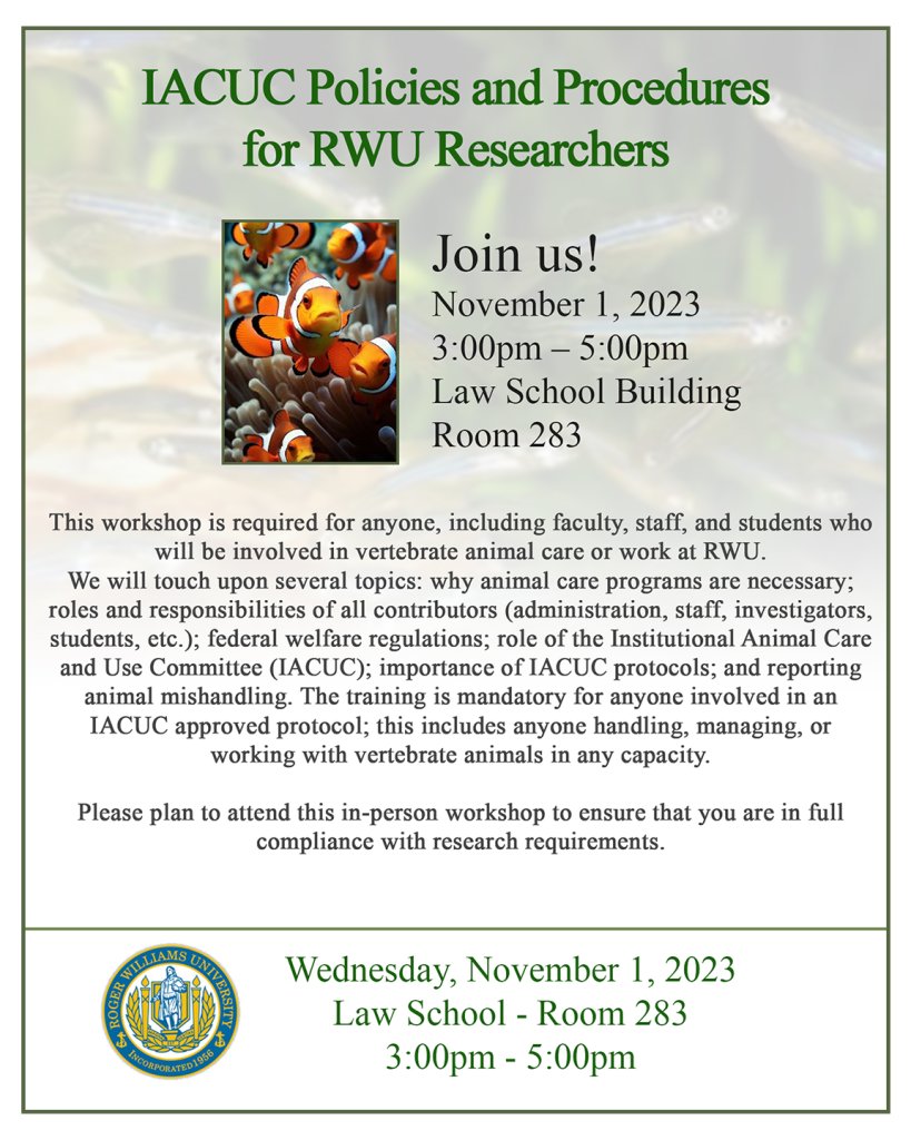 IACUC Policies and Procedures for RWU Researchers Poster