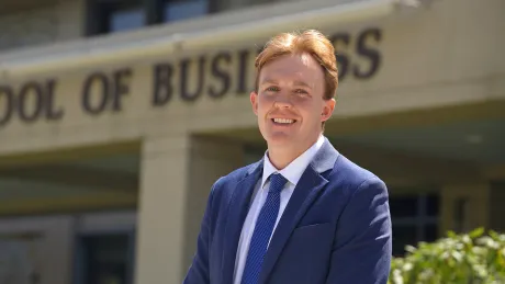 Harrison Latimer enrolled in RWU's 4+1 program after earning a bachelor's in Management last May.
