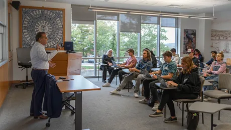 Congressman David Cicilline visits the Campaigns and Elections class.