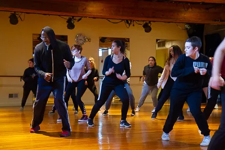 Students dancing.