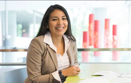 Student sits at desk