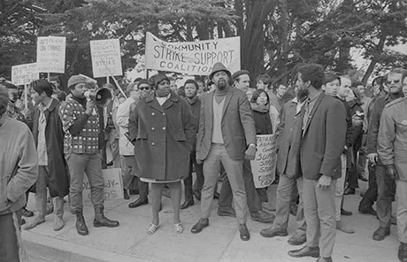 Historic image of student-led protest