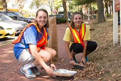Students doing community service.