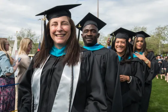 MPA graduates march in the RWU Commencement Ceremony