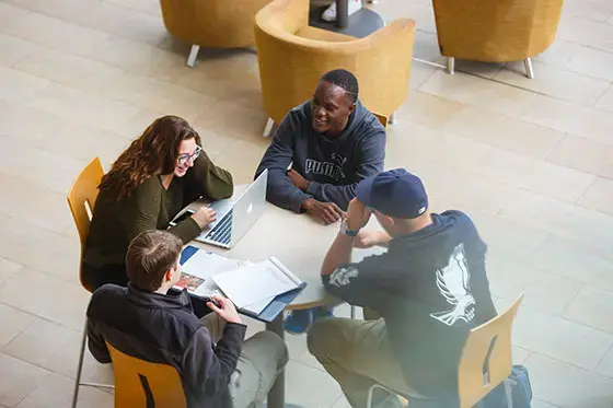 Students studying in common space.