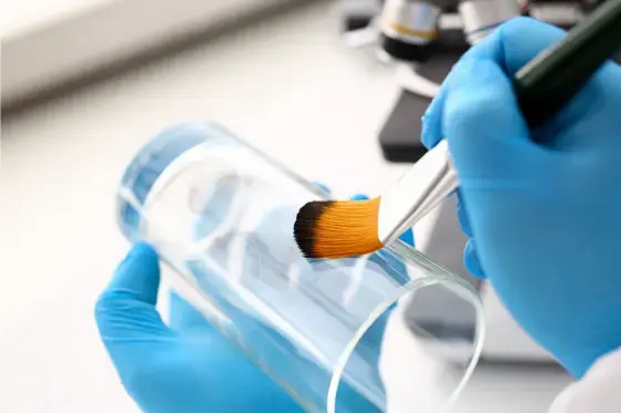 Brushing a cup for evidence