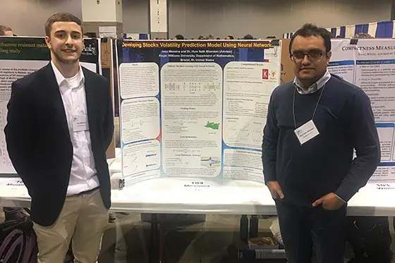 image of RWU student Jess Messina and Dr. Hum Bhandari attending the 2020 JMM conference.