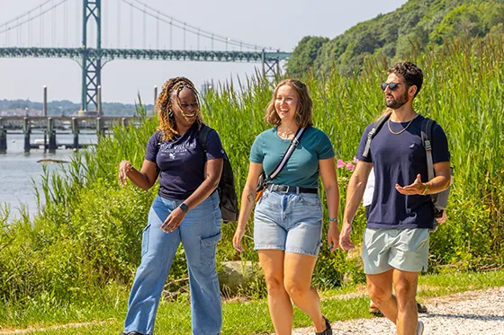 Students walk shell path