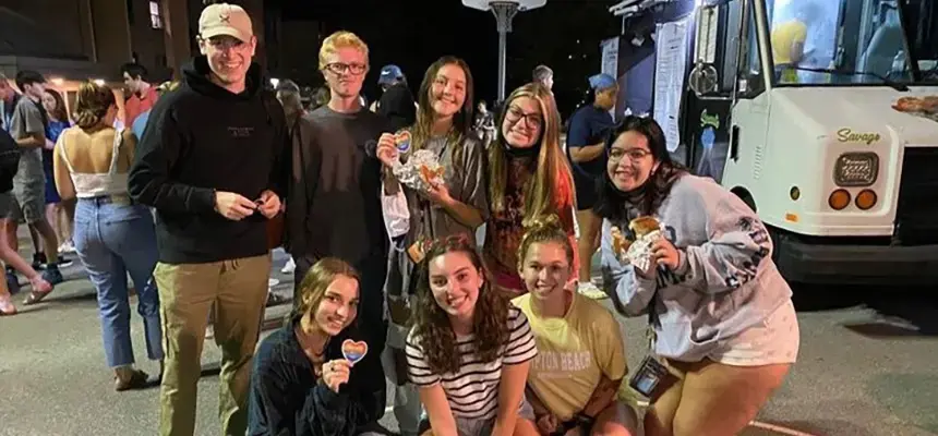 Students at welcoming food truck social