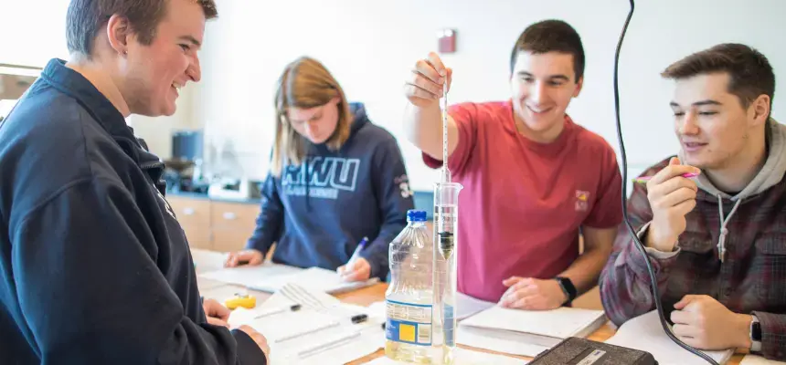 image of RWU students doing lab work 