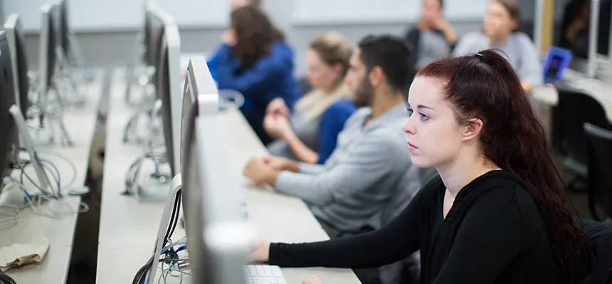 Students learning at computers