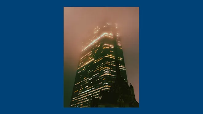 "200 Clarendon, Foggy Night (Boston, MA)" by Marco Fraone 