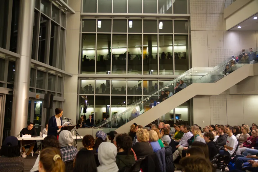 Poetry slam performance. 