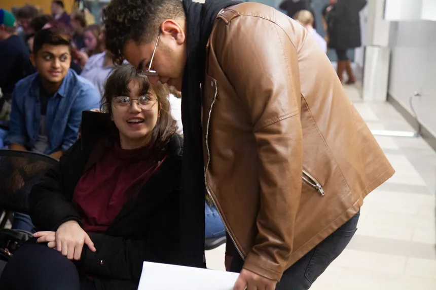 Students talking.