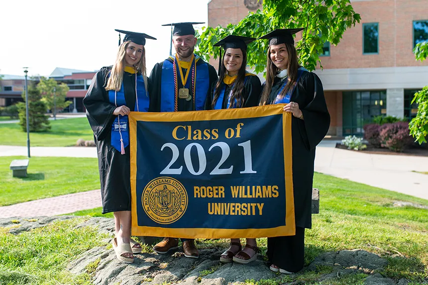 image of RWU grads on Commencement Day 2021