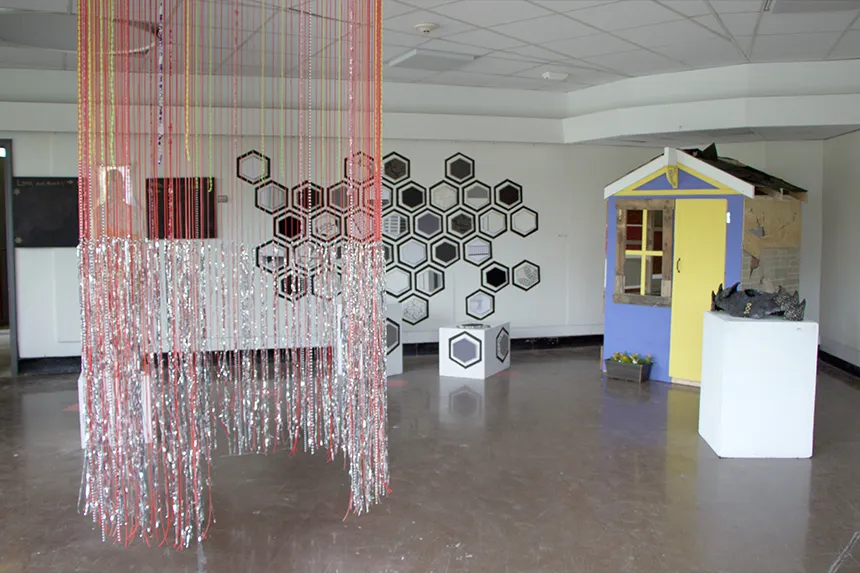 A number of sculptures by VARTS students 